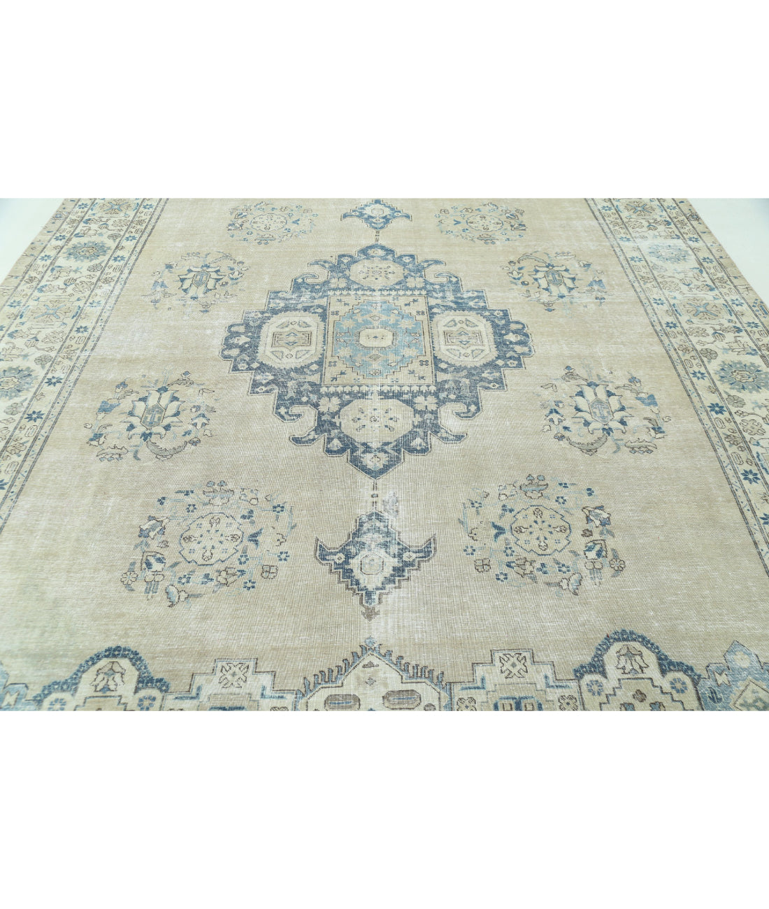 Hand Knotted Vintage Persian Tabriz Wool Rug - 9'8'' x 13'1'' 9'8'' x 13'1'' (290 X 393) / Taupe / Ivory