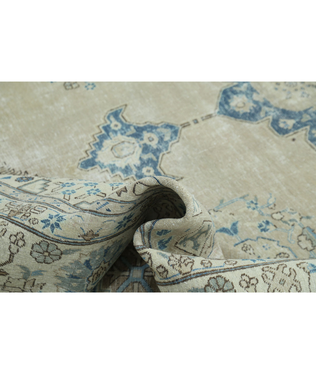 Hand Knotted Vintage Persian Tabriz Wool Rug - 9'8'' x 13'1'' 9'8'' x 13'1'' (290 X 393) / Taupe / Ivory