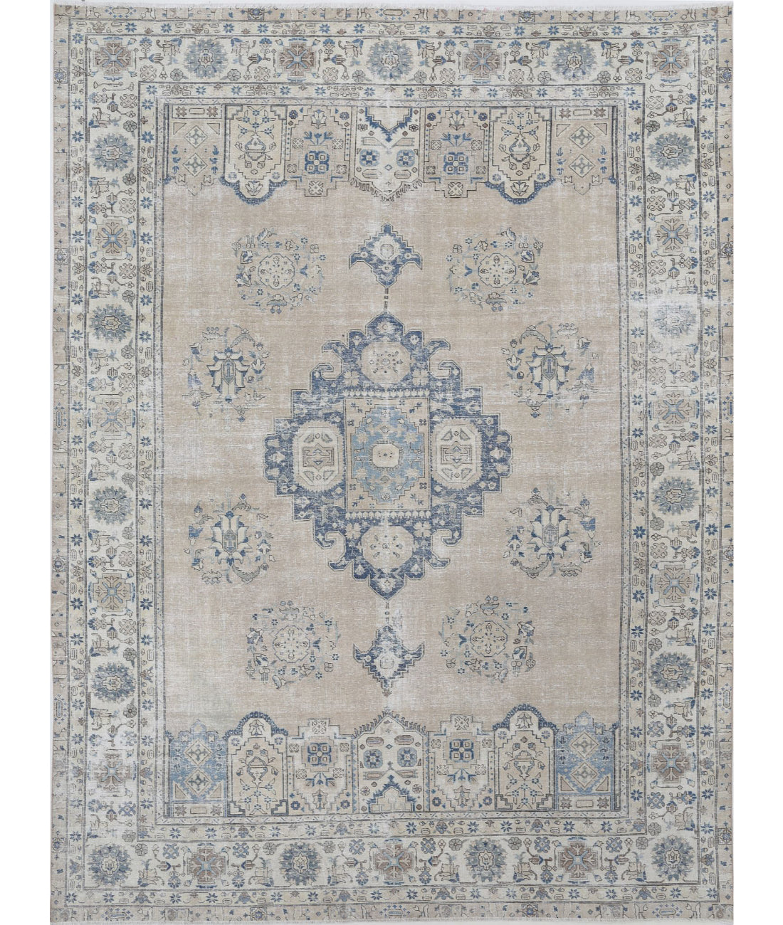 Hand Knotted Vintage Persian Tabriz Wool Rug - 9&#39;8&#39;&#39; x 13&#39;1&#39;&#39; 9&#39;8&#39;&#39; x 13&#39;1&#39;&#39; (290 X 393) / Taupe / Ivory