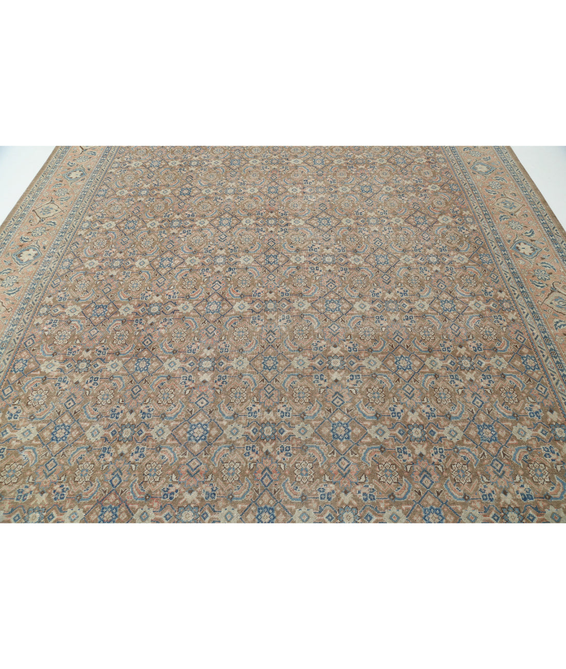 Hand Knotted Vintage Persian Tabriz Wool Rug - 9'7'' x 12'7'' 9'7'' x 12'7'' (288 X 378) / Taupe / Pink