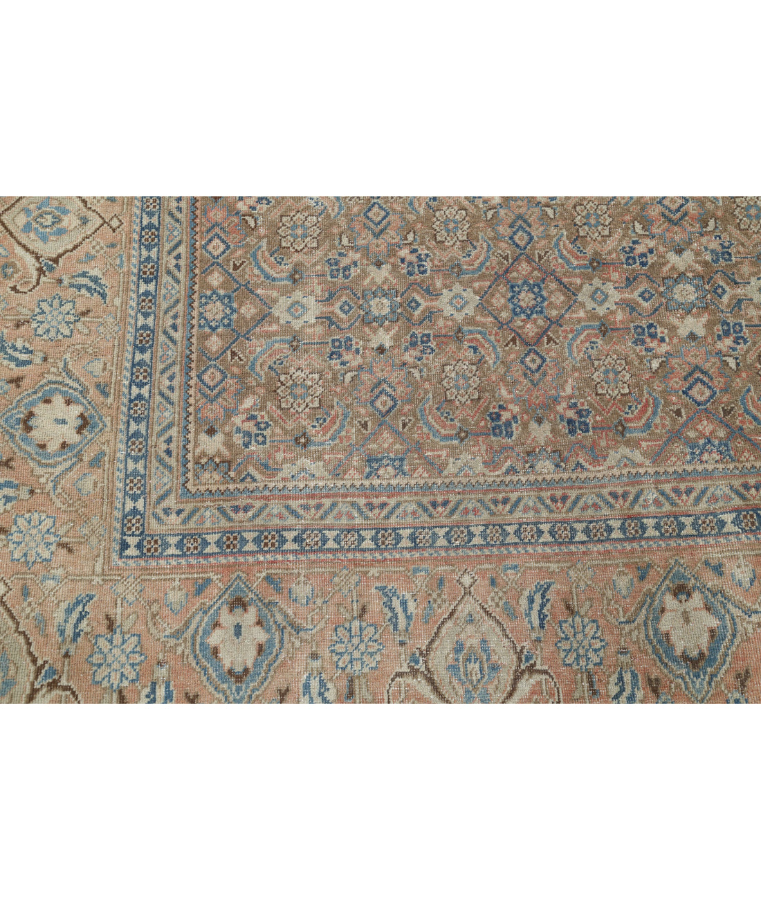 Hand Knotted Vintage Persian Tabriz Wool Rug - 9'7'' x 12'7'' 9'7'' x 12'7'' (288 X 378) / Taupe / Pink