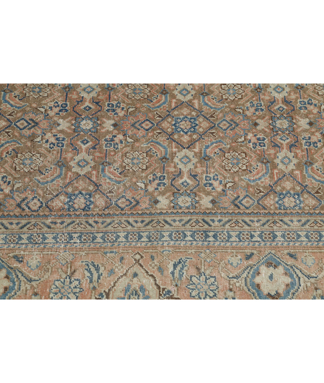 Hand Knotted Vintage Persian Tabriz Wool Rug - 9'7'' x 12'7'' 9'7'' x 12'7'' (288 X 378) / Taupe / Pink