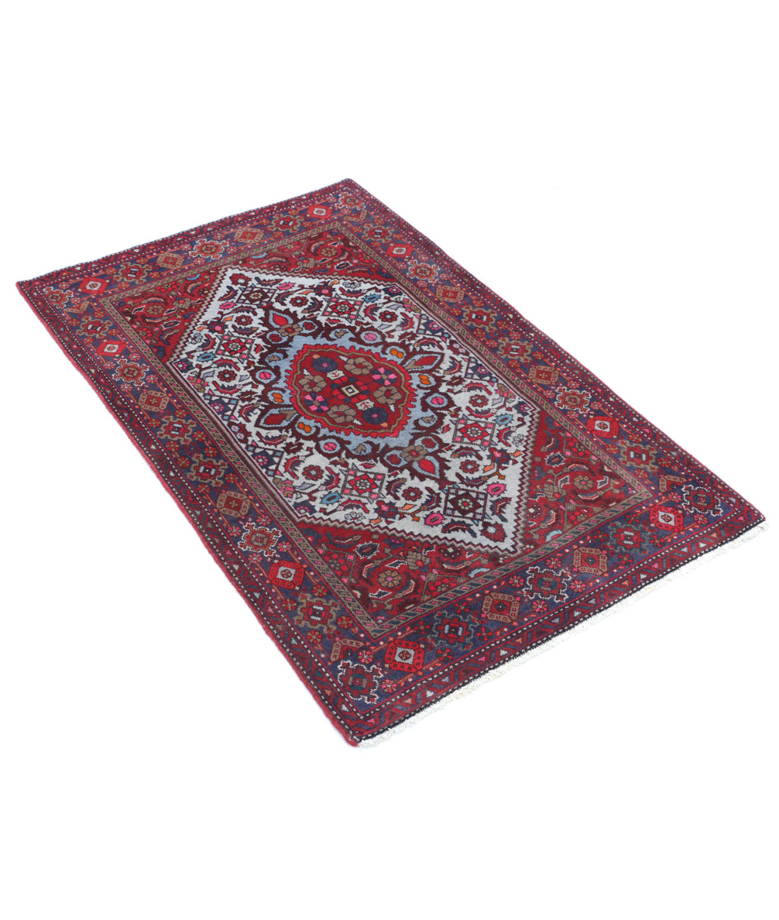 Hand Knotted Persian Tabriz Wool Rug - 2'7'' x 4'1'' 2'7'' x 4'1'' (78 X 123) / Red / Blue