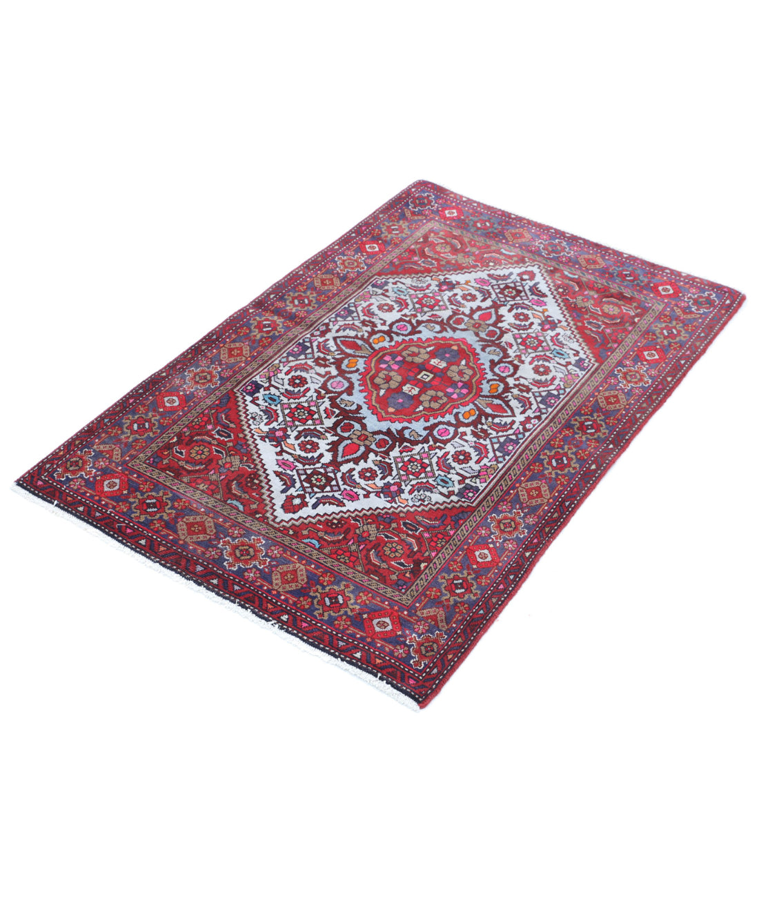 Hand Knotted Persian Tabriz Wool Rug - 2'7'' x 4'1'' 2'7'' x 4'1'' (78 X 123) / Red / Blue