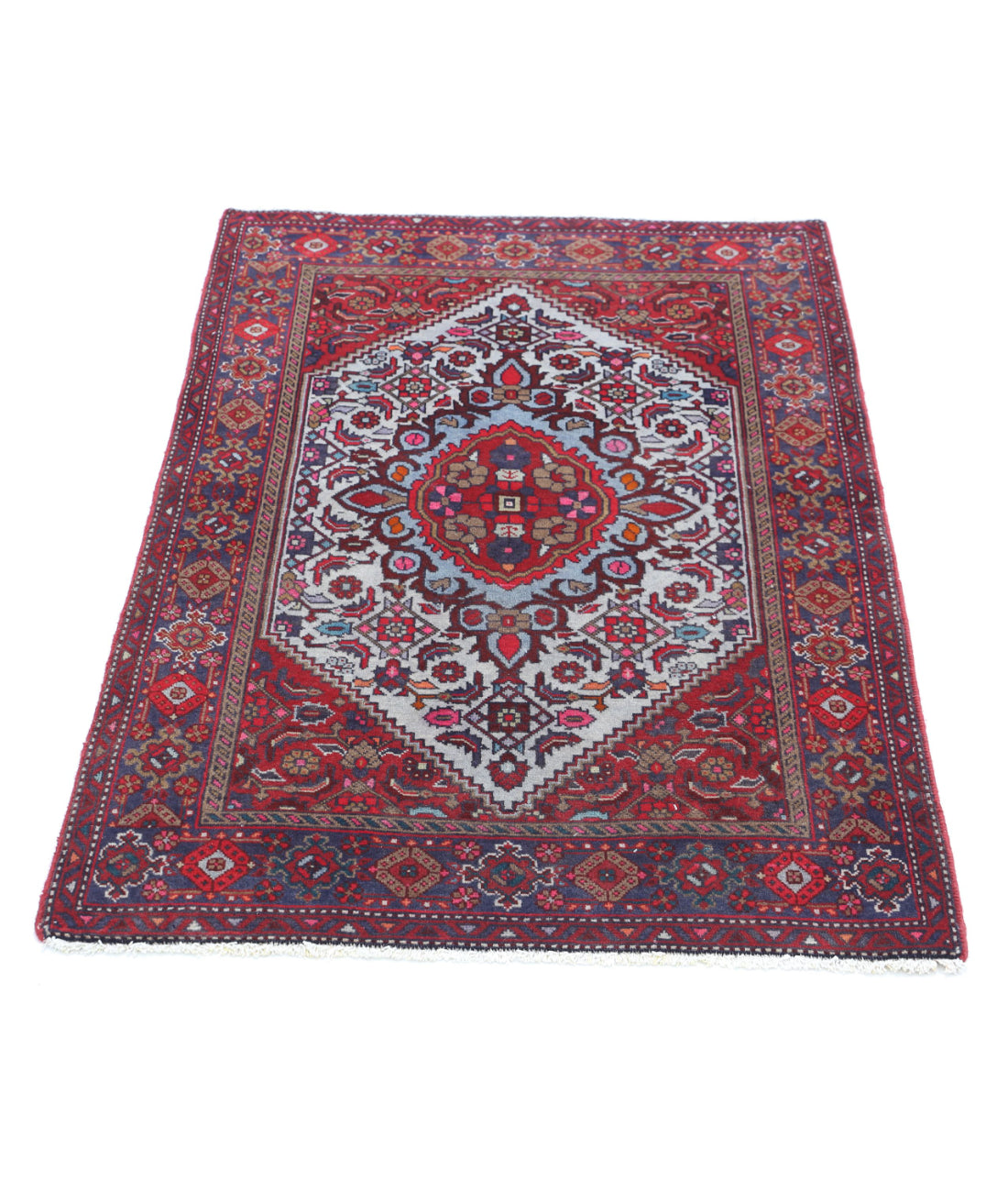 Hand Knotted Persian Tabriz Wool Rug - 2'7'' x 4'1'' 2'7'' x 4'1'' (78 X 123) / Red / Blue