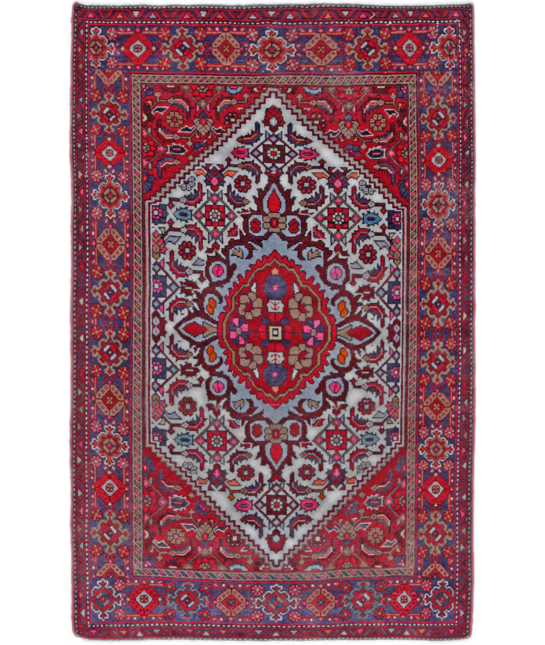 Hand Knotted Persian Tabriz Wool Rug - 2&#39;7&#39;&#39; x 4&#39;1&#39;&#39; 2&#39;7&#39;&#39; x 4&#39;1&#39;&#39; (78 X 123) / Red / Blue