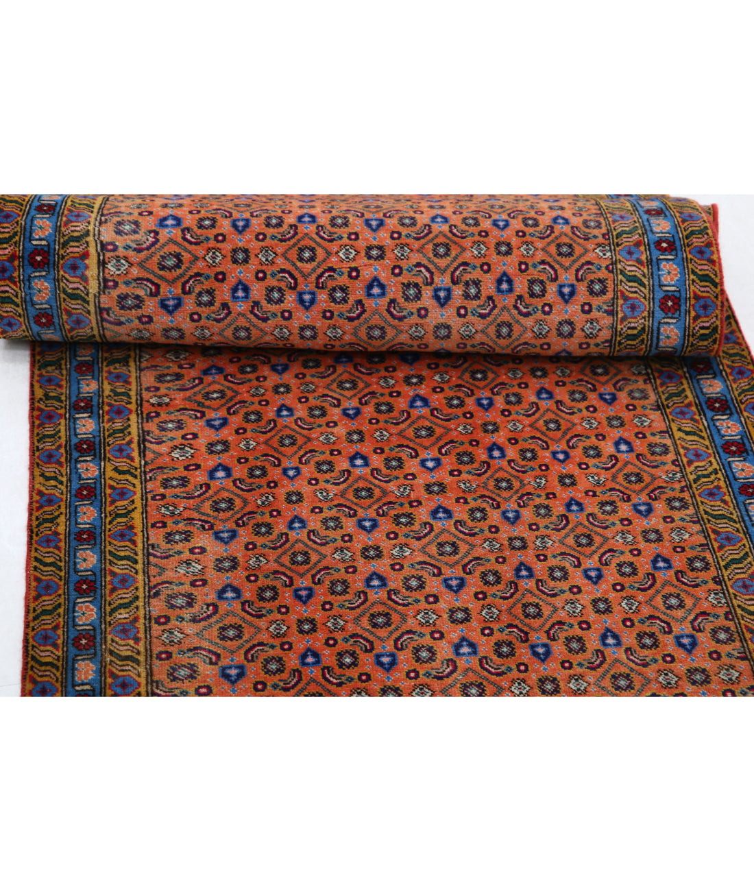 Hand Knotted Persian Tabriz Wool Rug - 2'8'' x 9'2'' 2'8'' x 9'2'' (80 X 275) / Peach / Blue