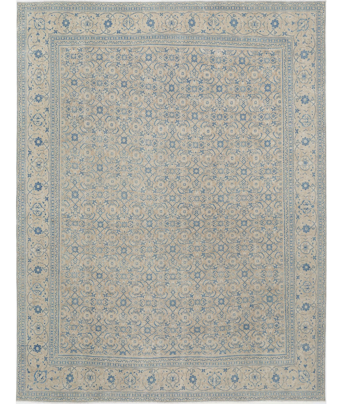 Hand Knotted Vintage Persian Tabriz Wool Rug - 10'0'' x 13'1'' 10'0'' x 13'1'' (300 X 393) / Taupe / Beige