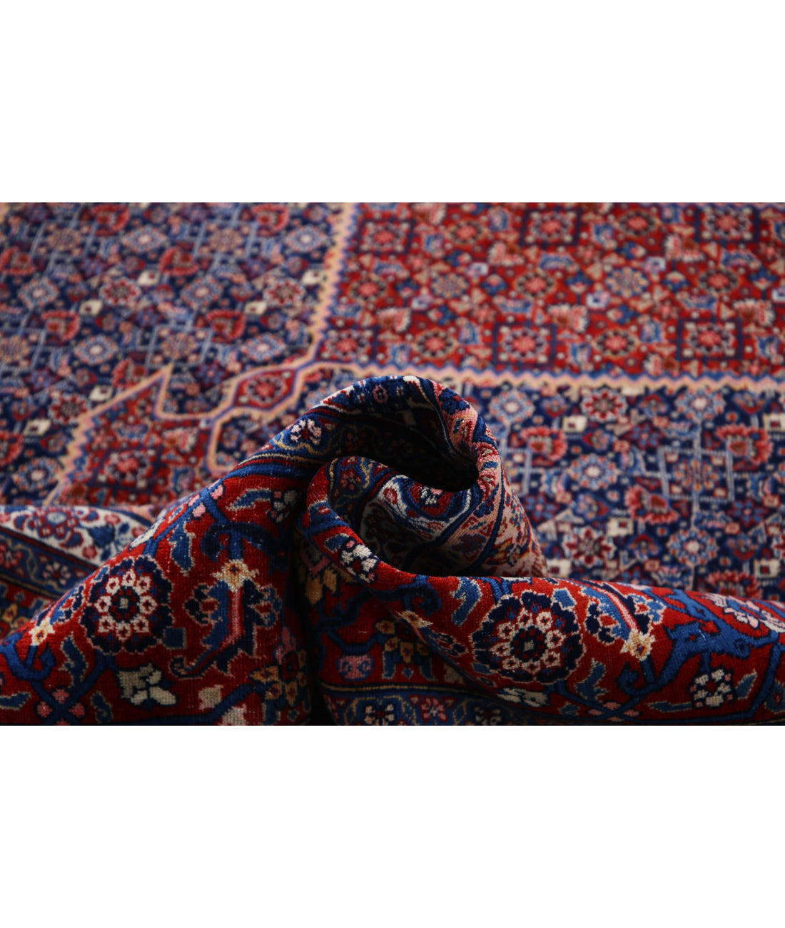 Hand Knotted Vintage Persian Tabriz Wool Rug - 9'0'' x 12'4'' 9'0'' x 12'4'' (270 X 370) / Blue / Red