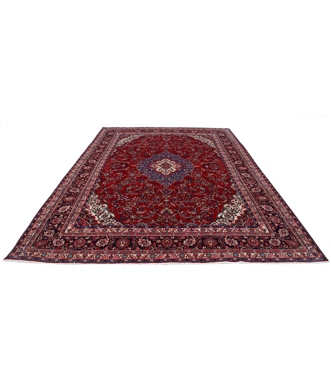 Hand Knotted Persian Tabriz Wool Rug - 8'8'' x 11'8'' 8'8'' x 11'8'' (260 X 350) / Red / Blue