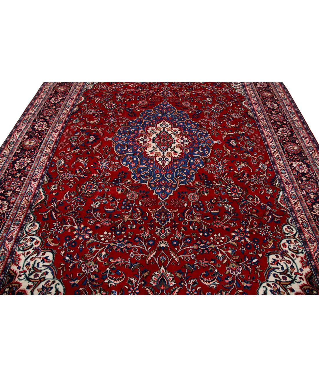 Hand Knotted Persian Tabriz Wool Rug - 8'8'' x 11'8'' 8'8'' x 11'8'' (260 X 350) / Red / Blue