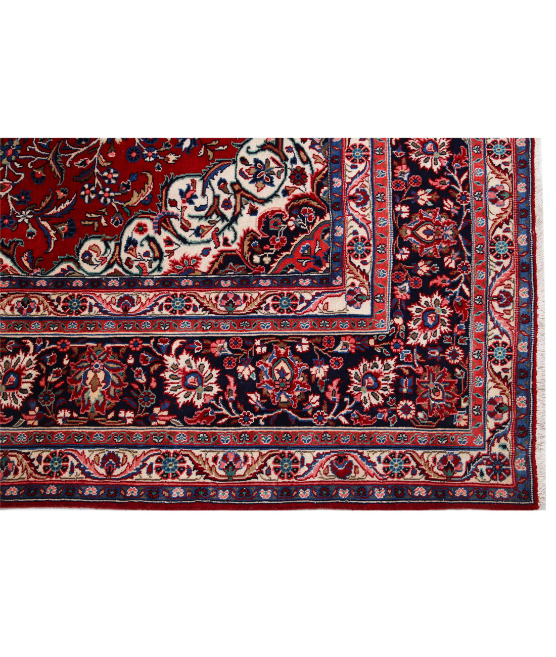 Hand Knotted Persian Tabriz Wool Rug - 8'8'' x 11'8'' 8'8'' x 11'8'' (260 X 350) / Red / Blue
