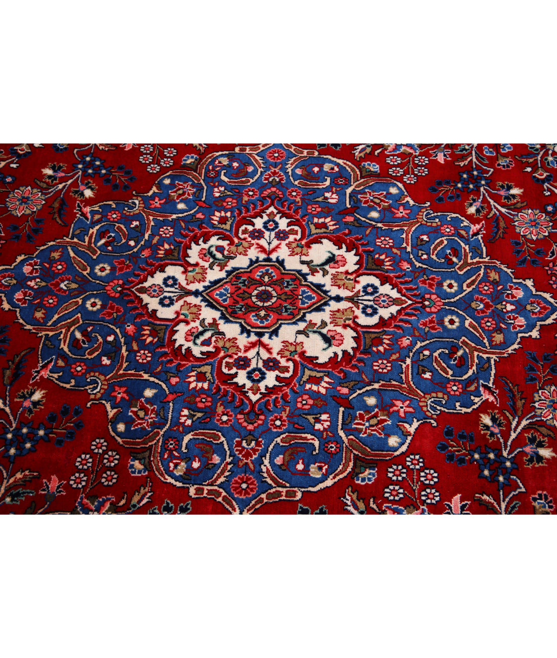 Hand Knotted Persian Tabriz Wool Rug - 8'8'' x 11'8'' 8'8'' x 11'8'' (260 X 350) / Red / Blue