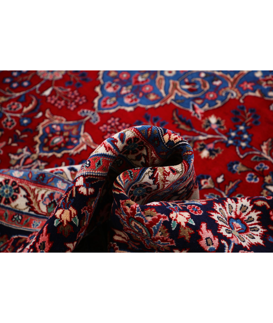 Hand Knotted Persian Tabriz Wool Rug - 8'8'' x 11'8'' 8'8'' x 11'8'' (260 X 350) / Red / Blue