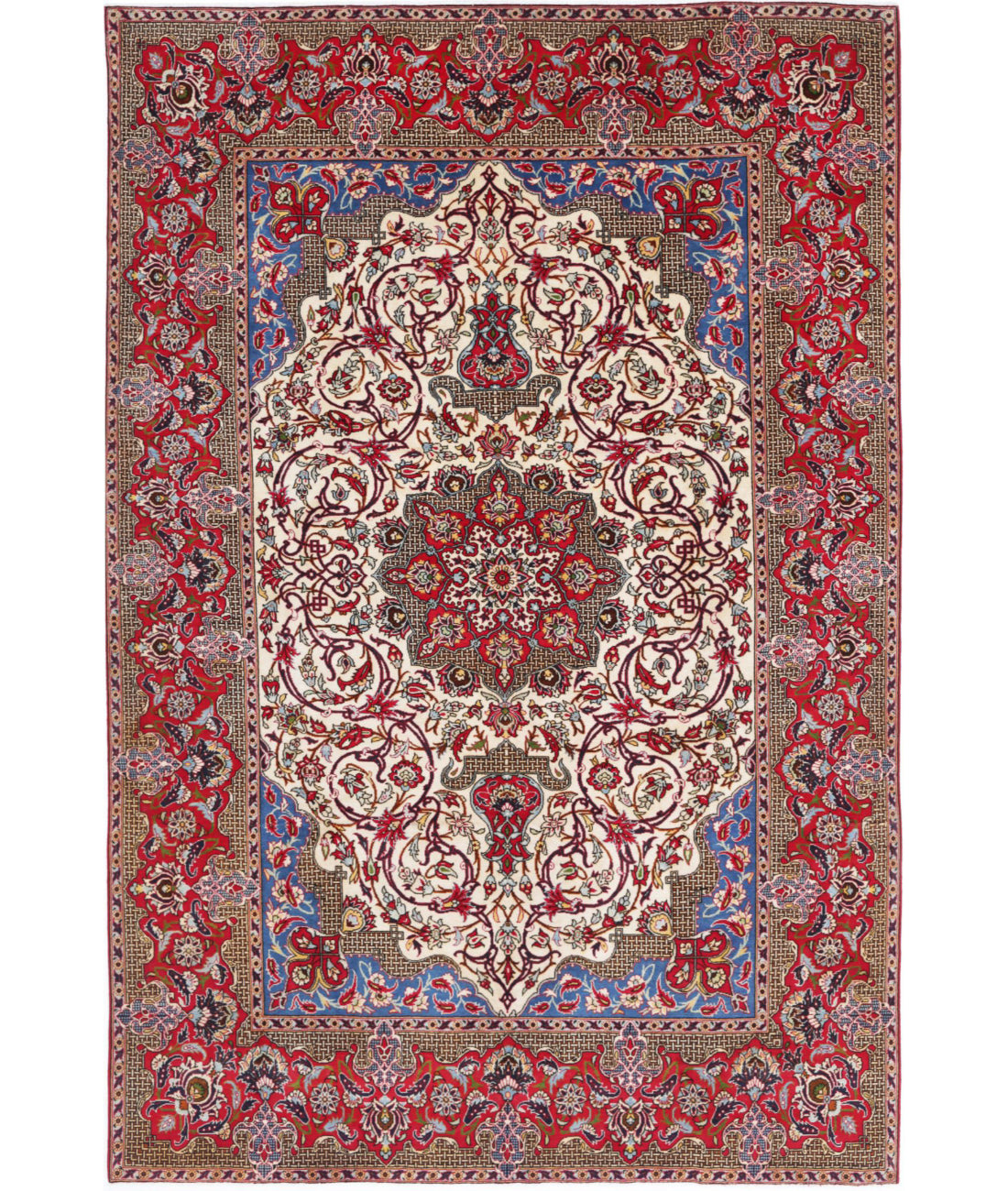 Hand Knotted Persian Tabriz Wool Rug - 8&#39;5&#39;&#39; x 12&#39;9&#39;&#39; 8&#39;5&#39;&#39; x 12&#39;9&#39;&#39; (253 X 383) / Ivory / Red