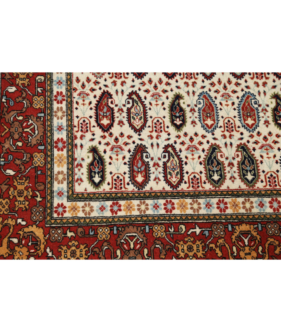 Hand Knotted Persian Tabriz Wool Rug - 6'5'' x 9'5'' 6'5'' x 9'5'' (193 X 283) / Ivory / Red