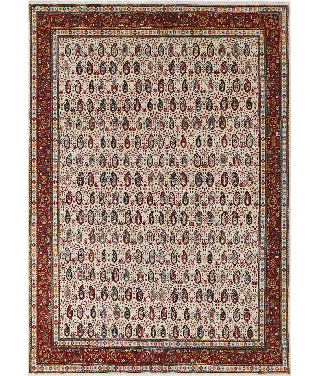 Hand Knotted Persian Tabriz Wool Rug - 6&#39;5&#39;&#39; x 9&#39;5&#39;&#39; 6&#39;5&#39;&#39; x 9&#39;5&#39;&#39; (193 X 283) / Ivory / Red