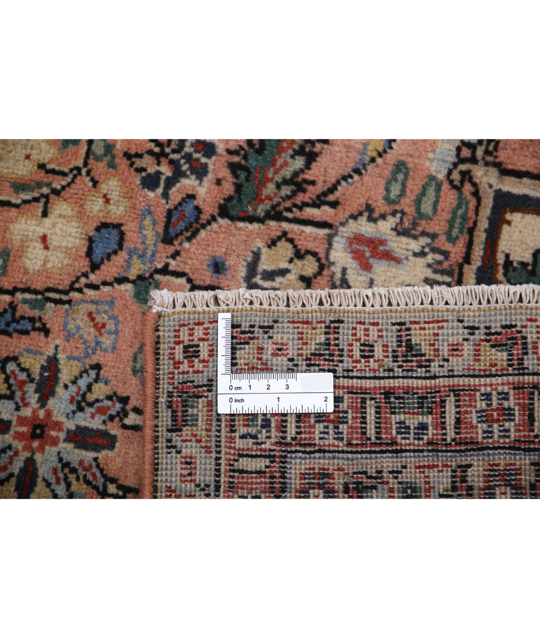 Hand Knotted Vintage Persian Tabriz Wool Rug - 8'3'' x 12'11'' 8'3'' x 12'11'' (248 X 388) / Pink / Blue