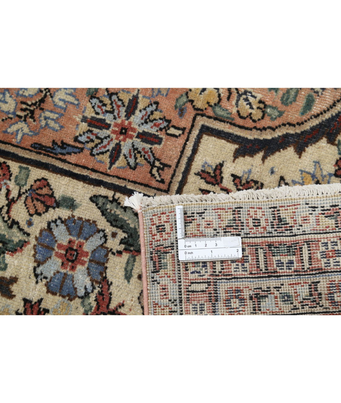 Hand Knotted Vintage Persian Tabriz Wool Rug - 8'3'' x 12'11'' 8'3'' x 12'11'' (248 X 388) / Pink / Blue