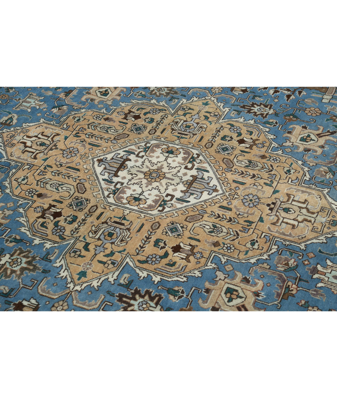 Hand Knotted Antique Persian Tabriz Wool Rug - 9'8'' x 12'1'' 9'8'' x 12'1'' (290 X 363) / Blue / Beige