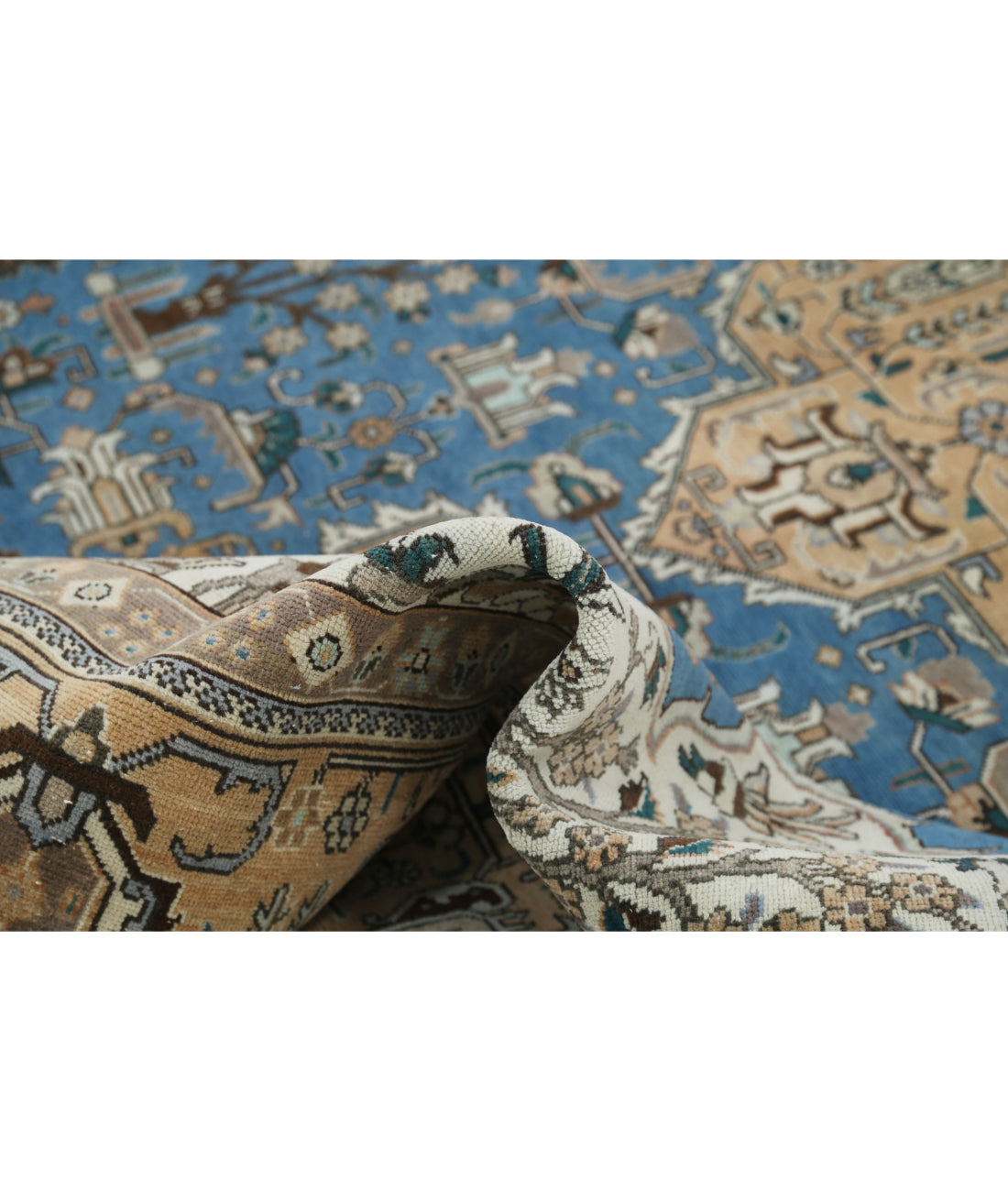 Hand Knotted Antique Persian Tabriz Wool Rug - 9'8'' x 12'1'' 9'8'' x 12'1'' (290 X 363) / Blue / Beige