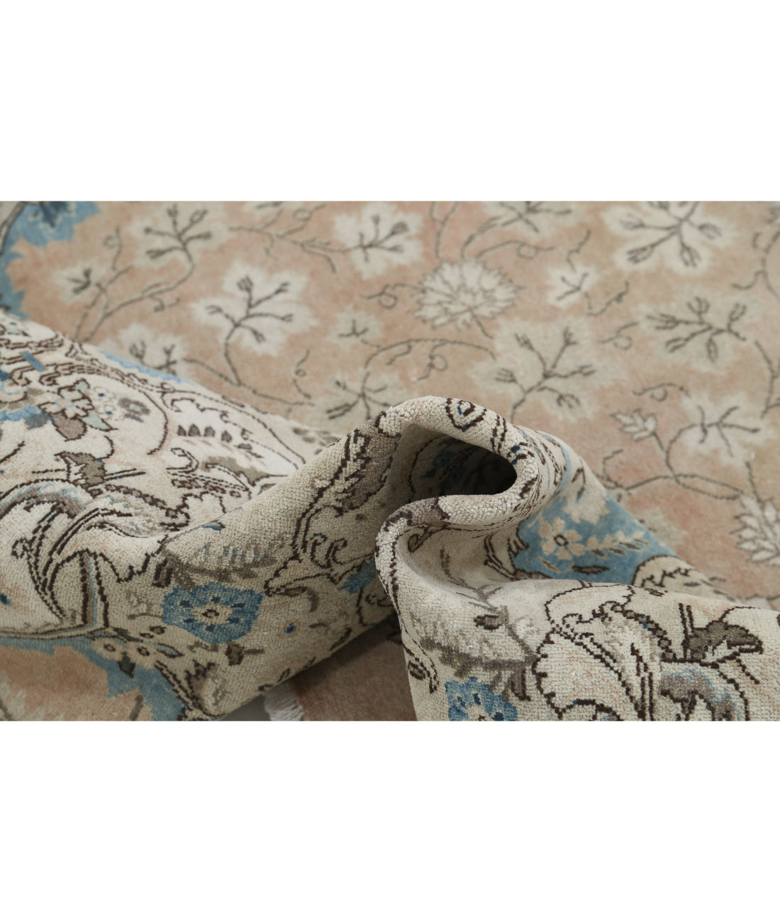 Hand Knotted Vintage Persian Tabriz Wool Rug - 9'9'' x 12'11'' 9'9'' x 12'11'' (293 X 388) / Pink / Ivory