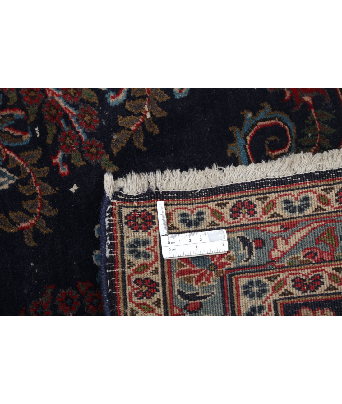 Hand Knotted Vintage Persian Tabriz Wool Rug - 9'6'' x 12'11'' 9'6'' x 12'11'' (285 X 388) / Blue / Red