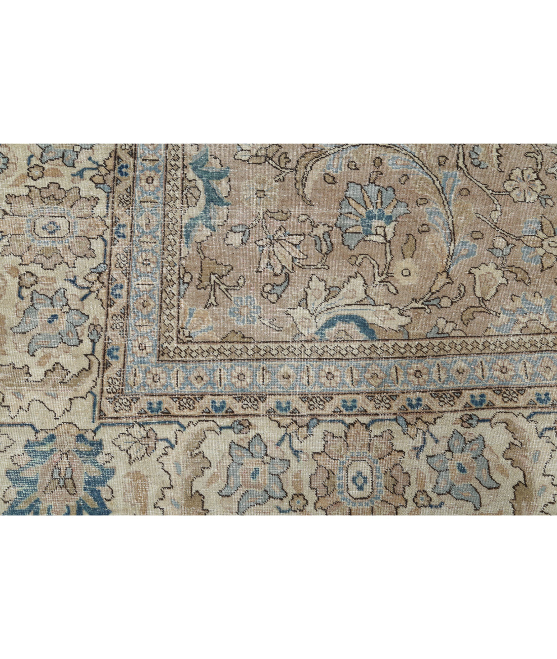 Hand Knotted Vintage Persian Tabriz Wool Rug - 8'3'' x 11'3'' 8'3'' x 11'3'' (248 X 338) / Taupe / Ivory