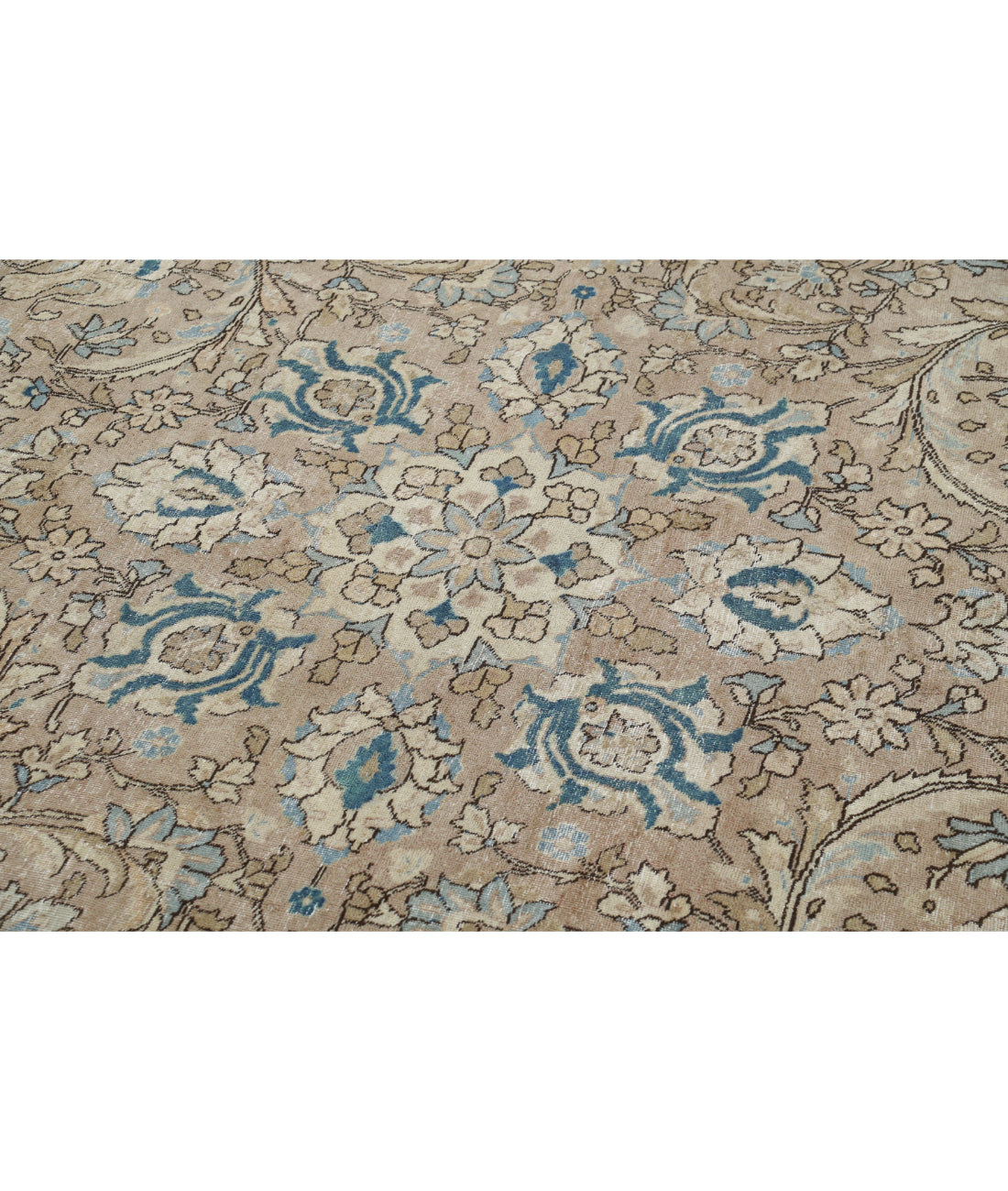 Hand Knotted Vintage Persian Tabriz Wool Rug - 8'3'' x 11'3'' 8'3'' x 11'3'' (248 X 338) / Taupe / Ivory