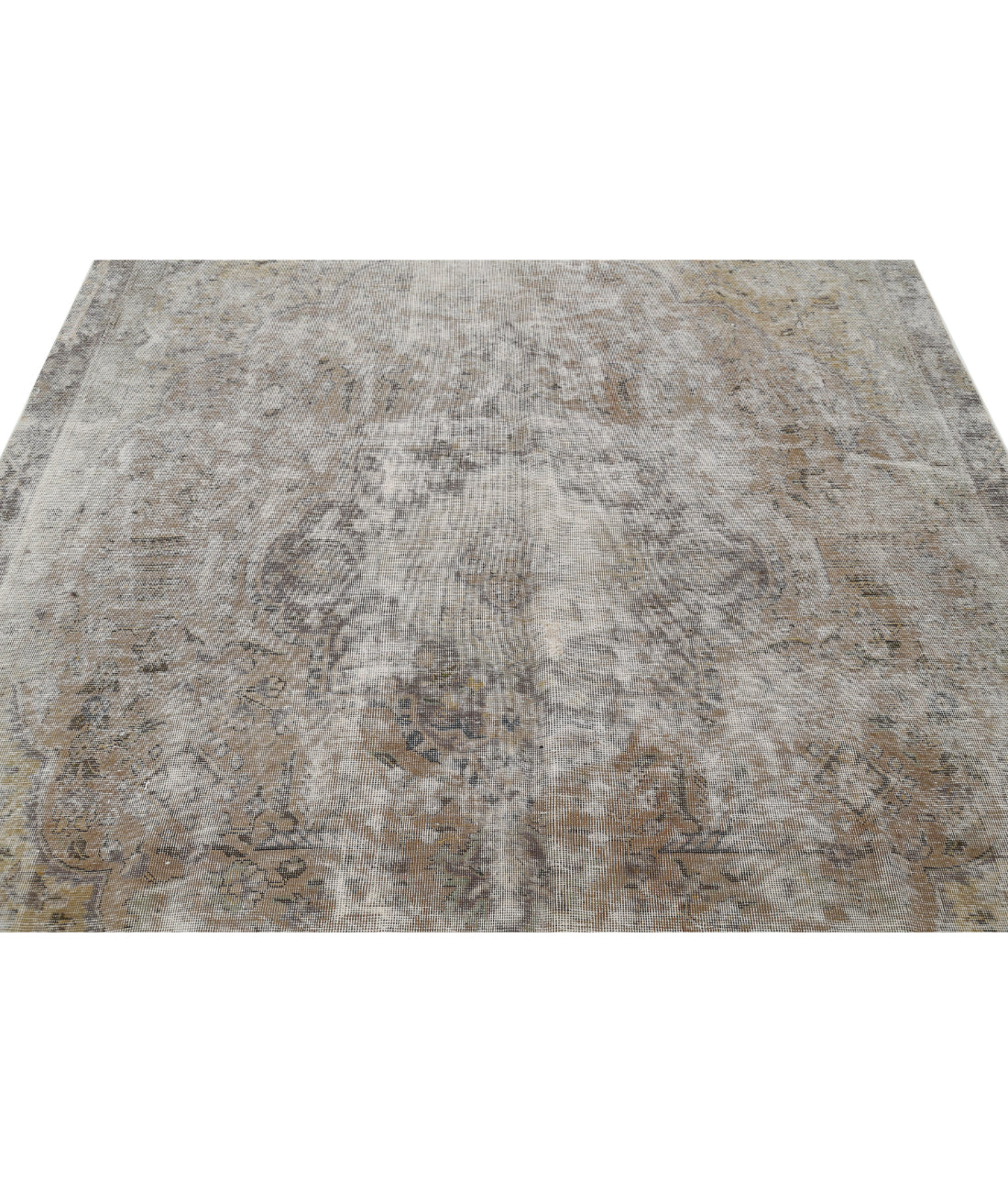 Hand Knotted Vintage Persian Tabriz Wool Rug - 6'11'' x 10'1'' 6'11'' x 10'1'' (208 X 303) / Ivory / Beige