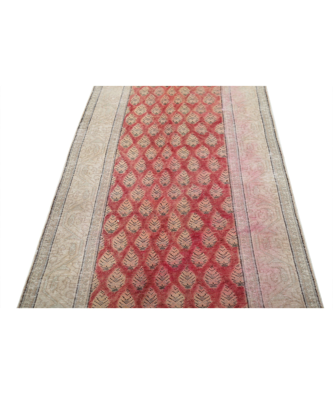 Hand Knotted Vintage Persian Tabriz Wool Rug - 3'2'' x 13'0'' 3'2'' x 13'0'' (95 X 390) / Red / Beige