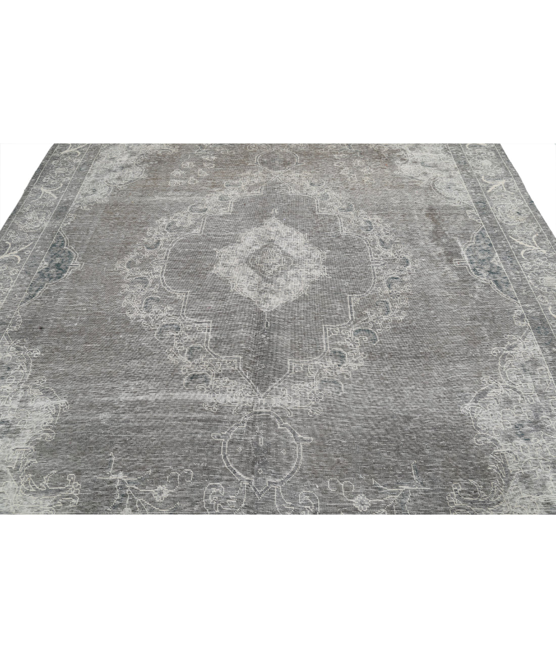 Hand Knotted Vintage Persian Tabriz Wool Rug - 8'5'' x 12'3'' 8'5'' x 12'3'' (253 X 368) / Grey / Ivory