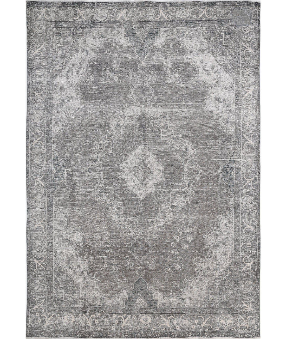 Hand Knotted Vintage Persian Tabriz Wool Rug - 8&#39;5&#39;&#39; x 12&#39;3&#39;&#39; 8&#39;5&#39;&#39; x 12&#39;3&#39;&#39; (253 X 368) / Grey / Ivory
