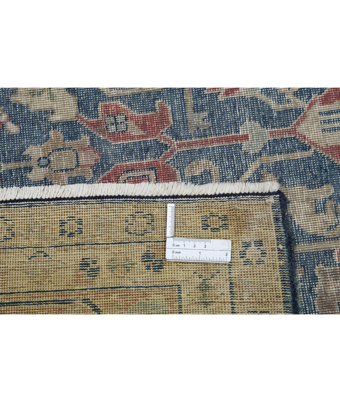 Hand Knotted Vintage Persian Tabriz Wool Rug - 9'5'' x 12'6'' 9'5'' x 12'6'' (283 X 375) / Blue / Pink