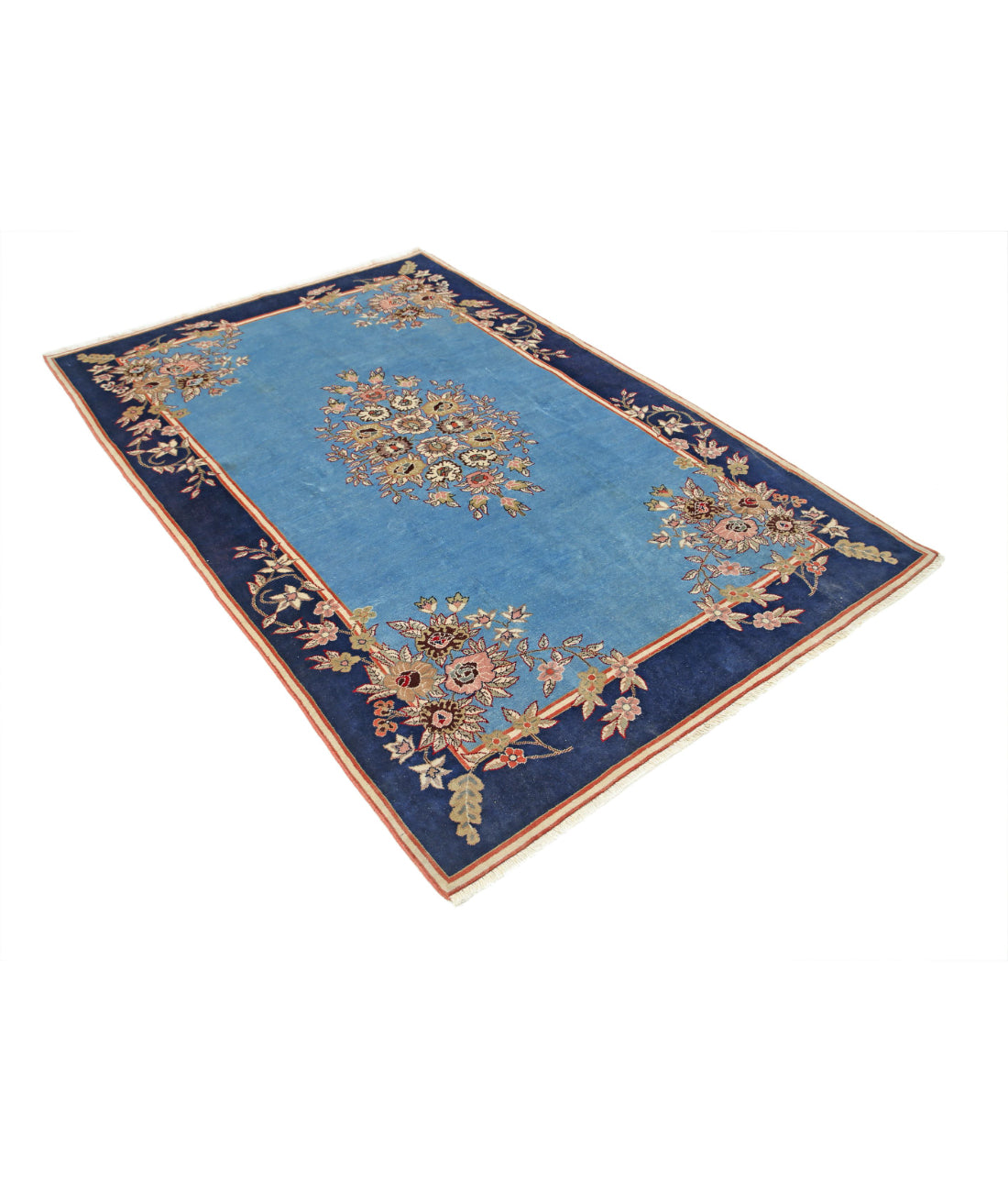 Hand Knotted Persian Tabriz Wool Rug - 5'0'' x 7'6'' 5'0'' x 7'6'' (150 X 225) / Blue / Blue