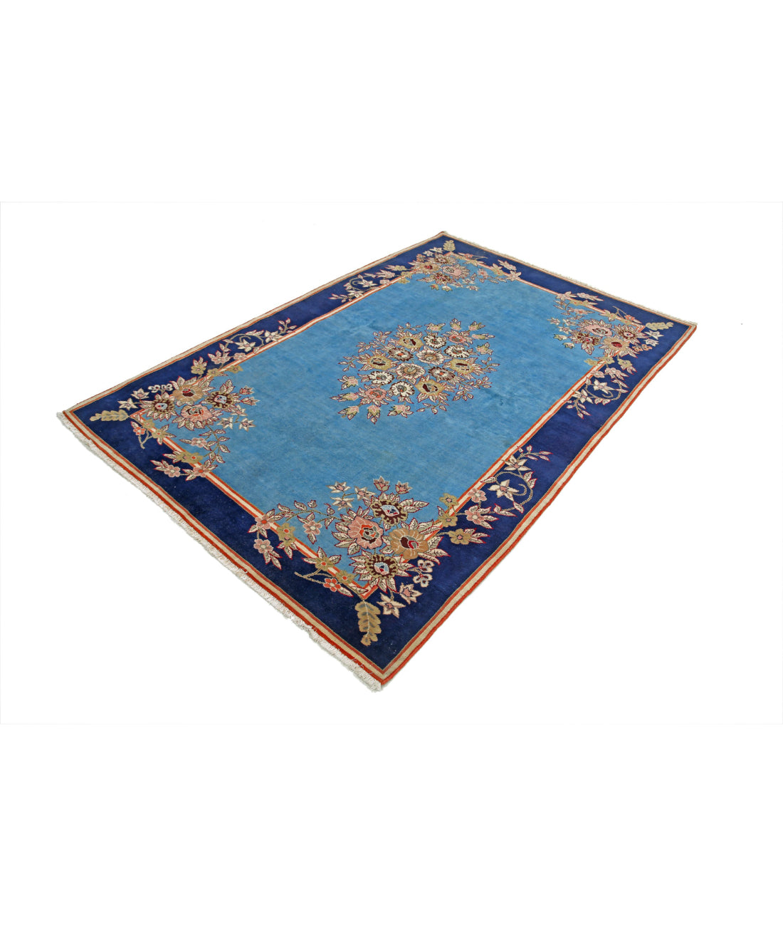 Hand Knotted Persian Tabriz Wool Rug - 5'0'' x 7'6'' 5'0'' x 7'6'' (150 X 225) / Blue / Blue