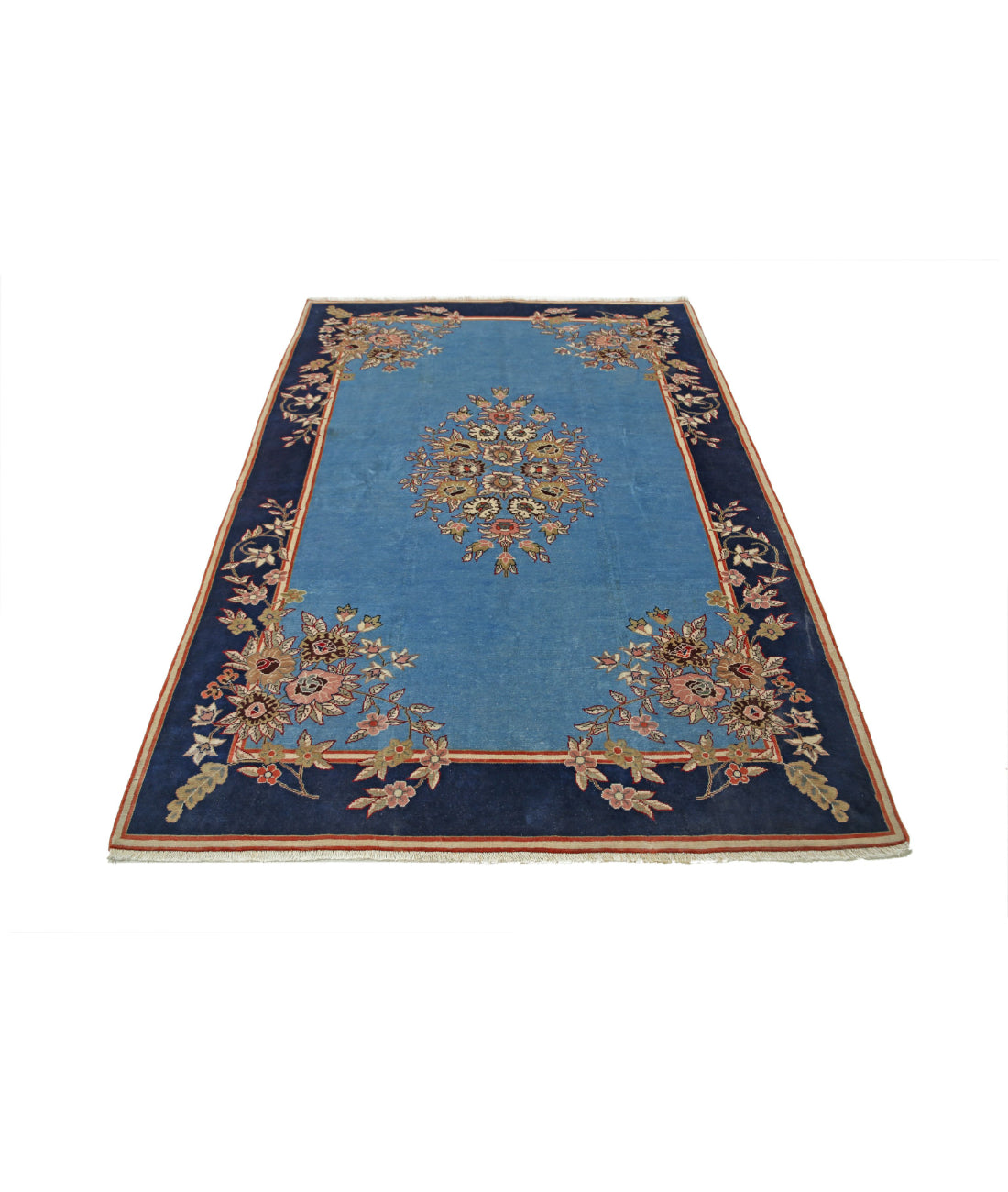 Hand Knotted Persian Tabriz Wool Rug - 5'0'' x 7'6'' 5'0'' x 7'6'' (150 X 225) / Blue / Blue