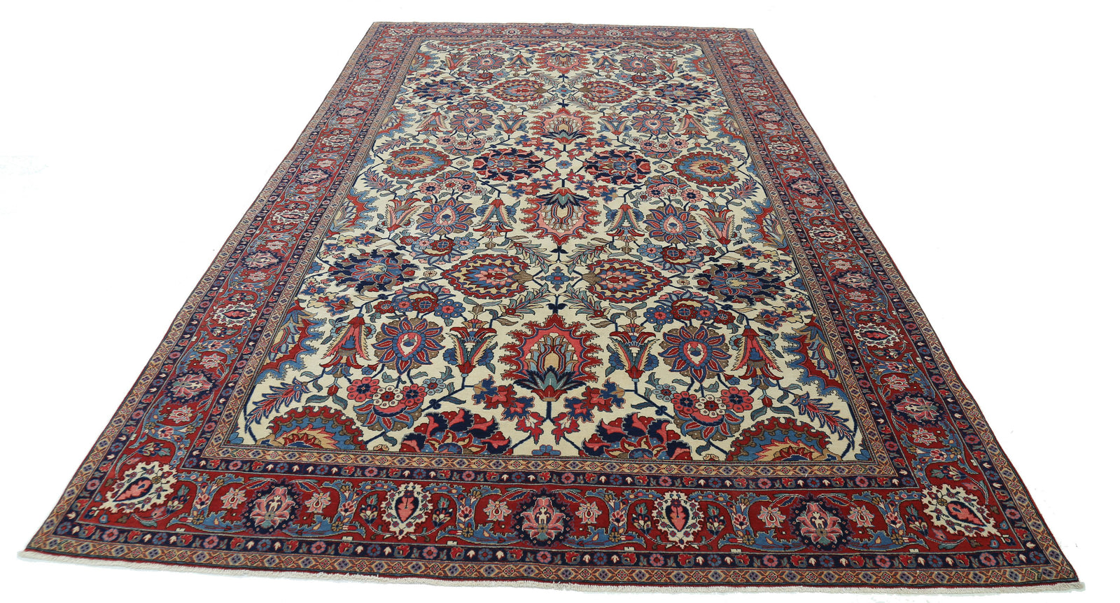 Hand Knotted Antique Masterpiece Oriental Tehran Wool & Silk Rug - 6'9'' x 11'0''