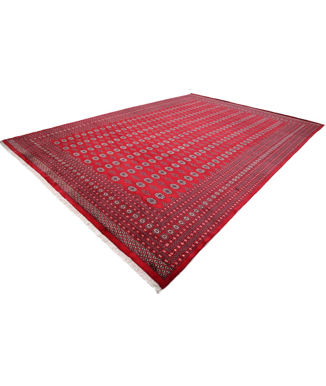 Hand Knotted Tribal Bokhara Wool Rug - 12'2'' x 17'0'' 12' 2" X 17' 0" (371 X 518) / Red / Black