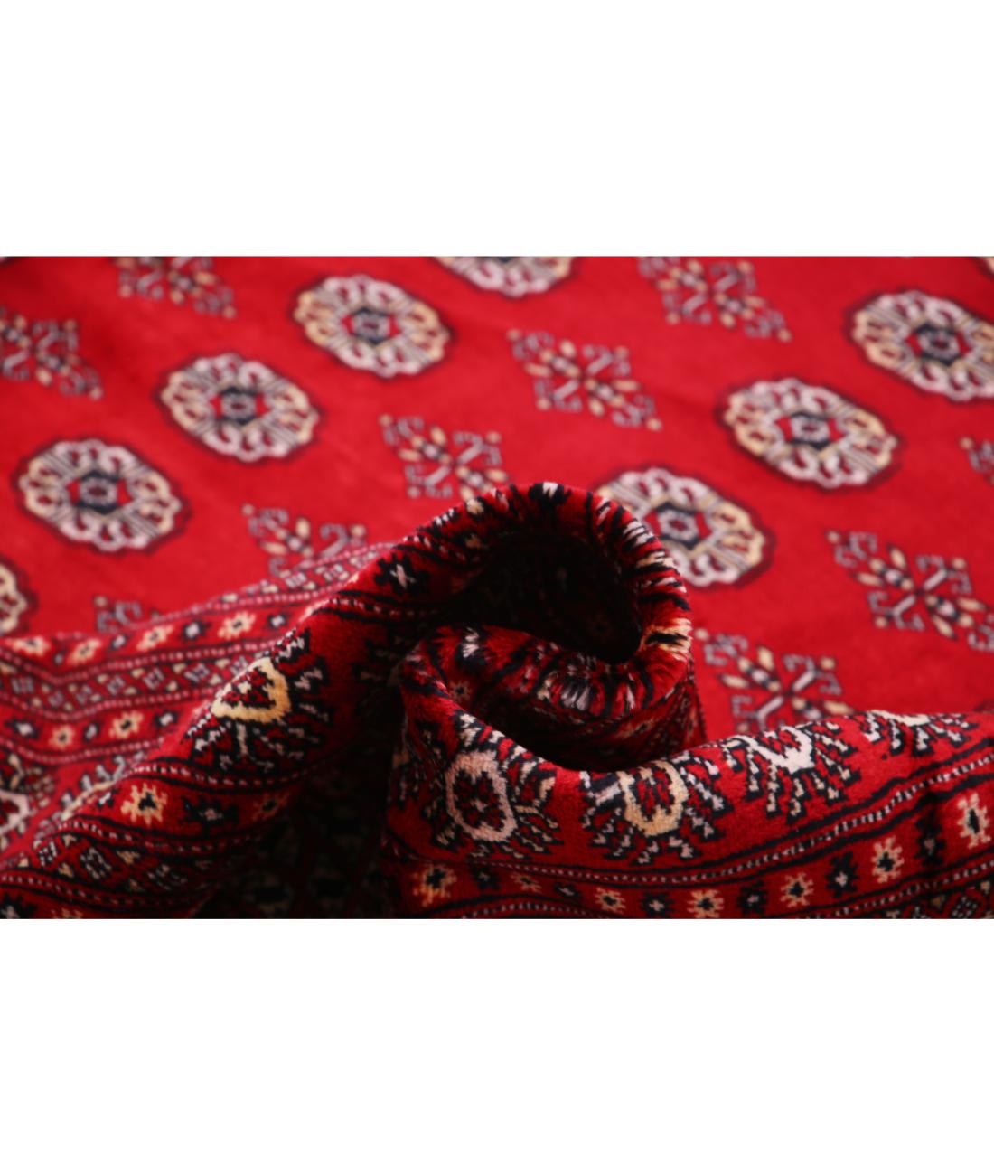 Hand Knotted Tribal Bokhara Wool Rug - 12'2'' x 17'0'' 12' 2" X 17' 0" (371 X 518) / Red / Black