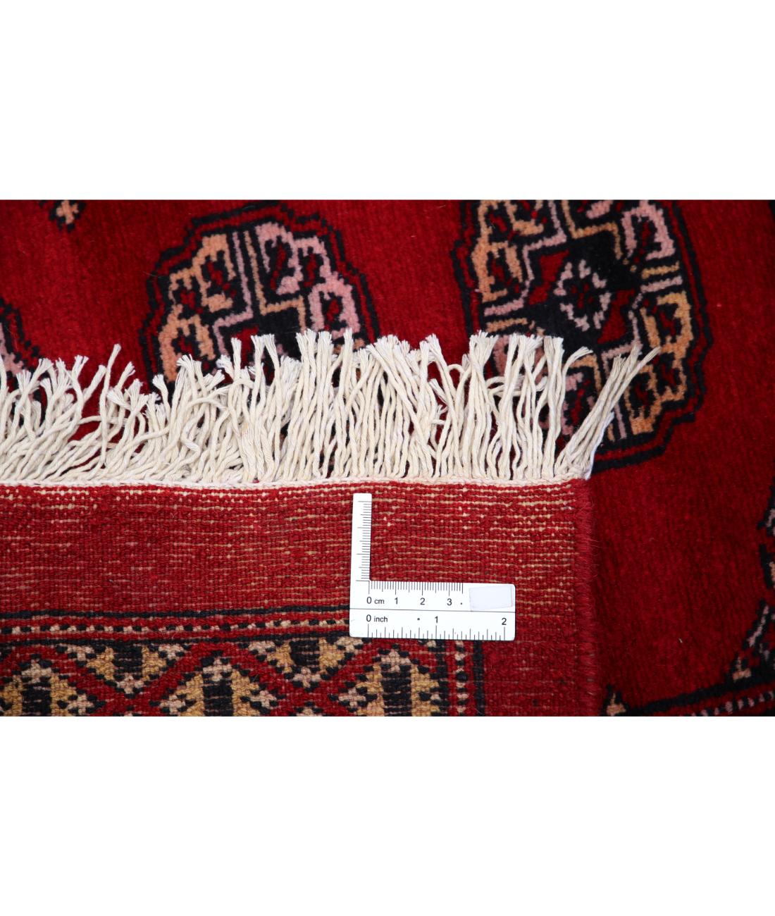 Hand Knotted Tribal Bokhara Wool Rug - 12'2'' x 17'0'' 12' 2" X 17' 0" (371 X 518) / Red / Black