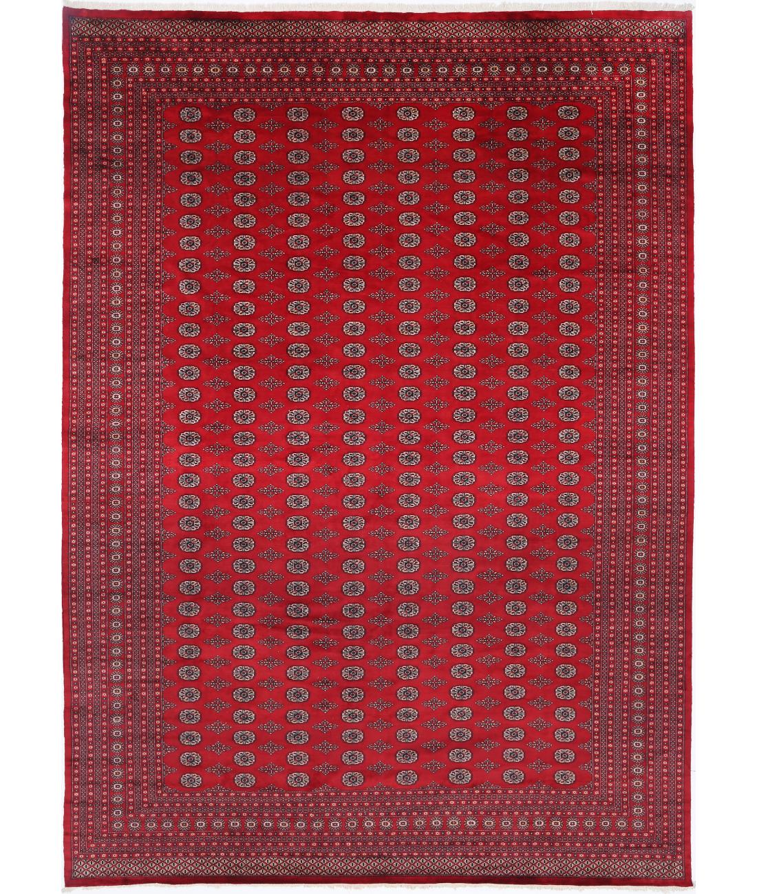 Hand Knotted Tribal Bokhara Wool Rug - 12'2'' x 17'0'' 12' 2" X 17' 0" (371 X 518) / Red / Black