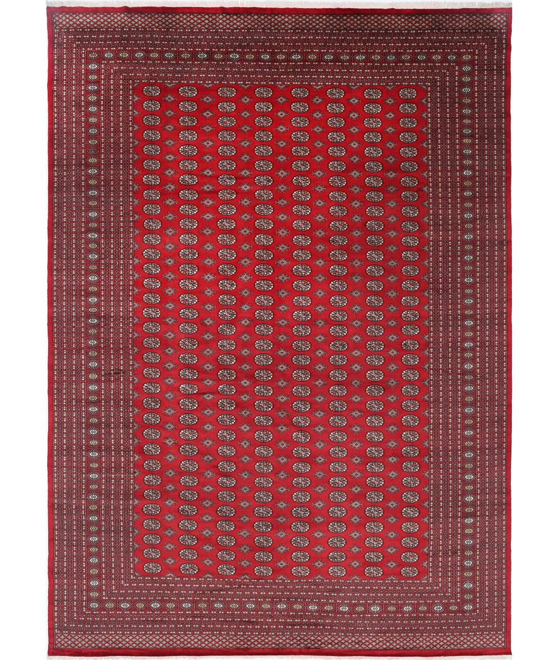 Hand Knotted Tribal Bokhara Wool Rug - 12&#39;1&#39;&#39; x 17&#39;6&#39;&#39; 12&#39; 1&quot; X 17&#39; 6&quot; (368 X 533) / Red / Black