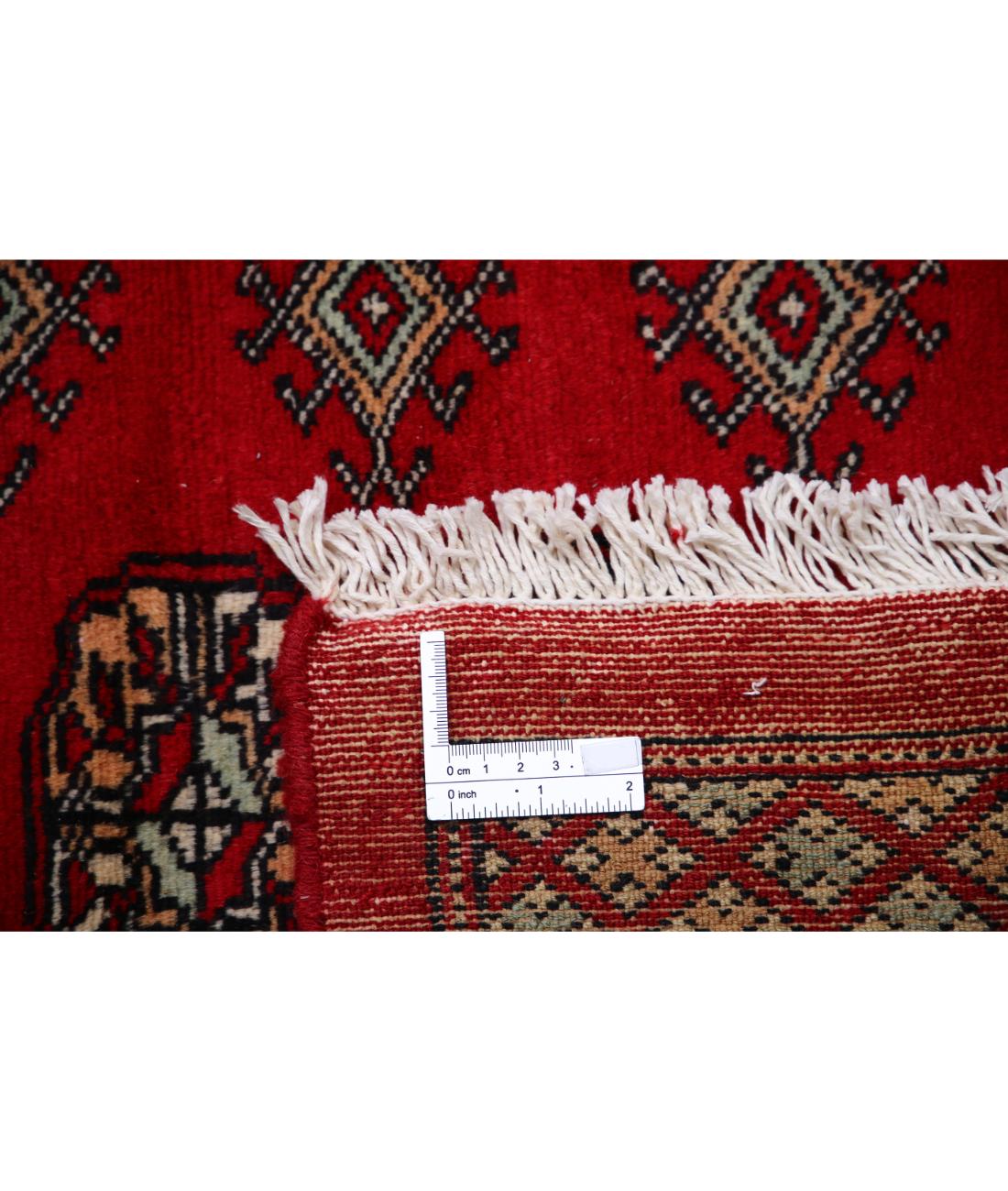 Hand Knotted Tribal Bokhara Wool Rug - 12'0'' x 17'11'' 12' 0" X 17' 11" (366 X 546) / Red / Black