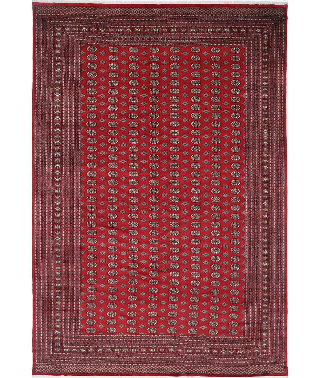 Hand Knotted Tribal Bokhara Wool Rug - 12&#39;0&#39;&#39; x 17&#39;11&#39;&#39; 12&#39; 0&quot; X 17&#39; 11&quot; (366 X 546) / Red / Black