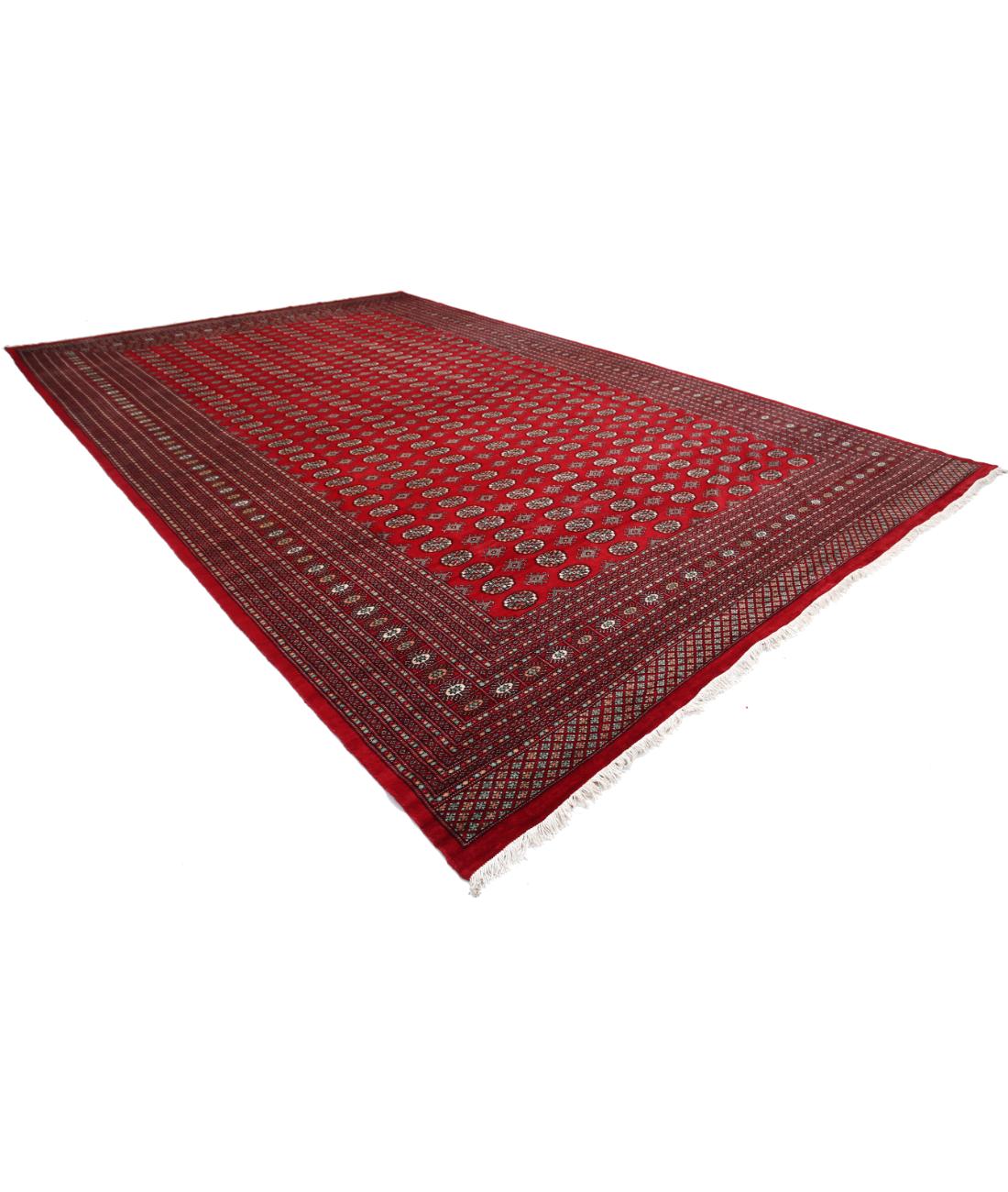 Hand Knotted Tribal Bokhara Wool Rug - 12'1'' x 18'11'' 12' 1" X 18' 11" (368 X 577) / Red / Black