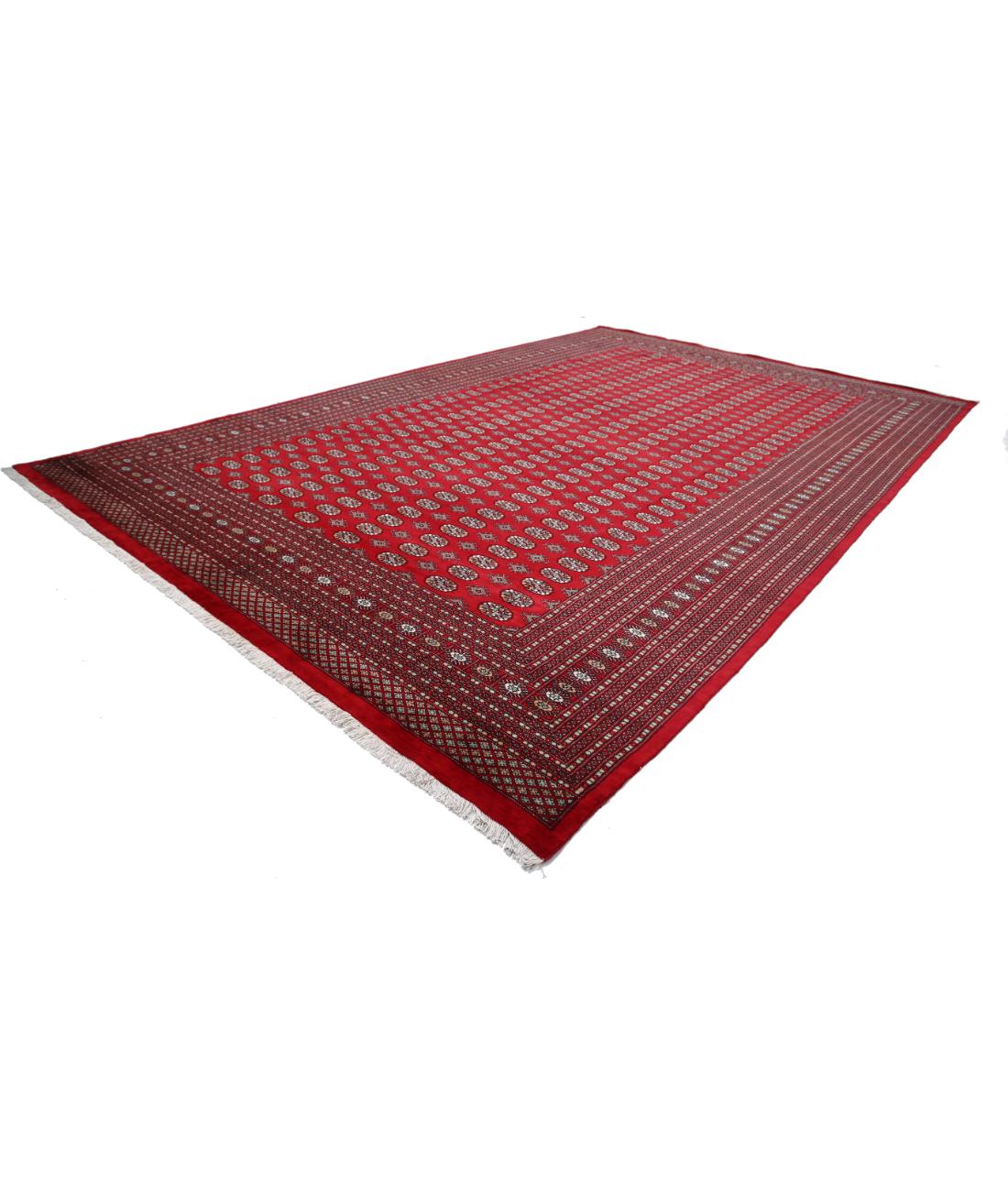 Hand Knotted Tribal Bokhara Wool Rug - 12'1'' x 18'11'' 12' 1" X 18' 11" (368 X 577) / Red / Black