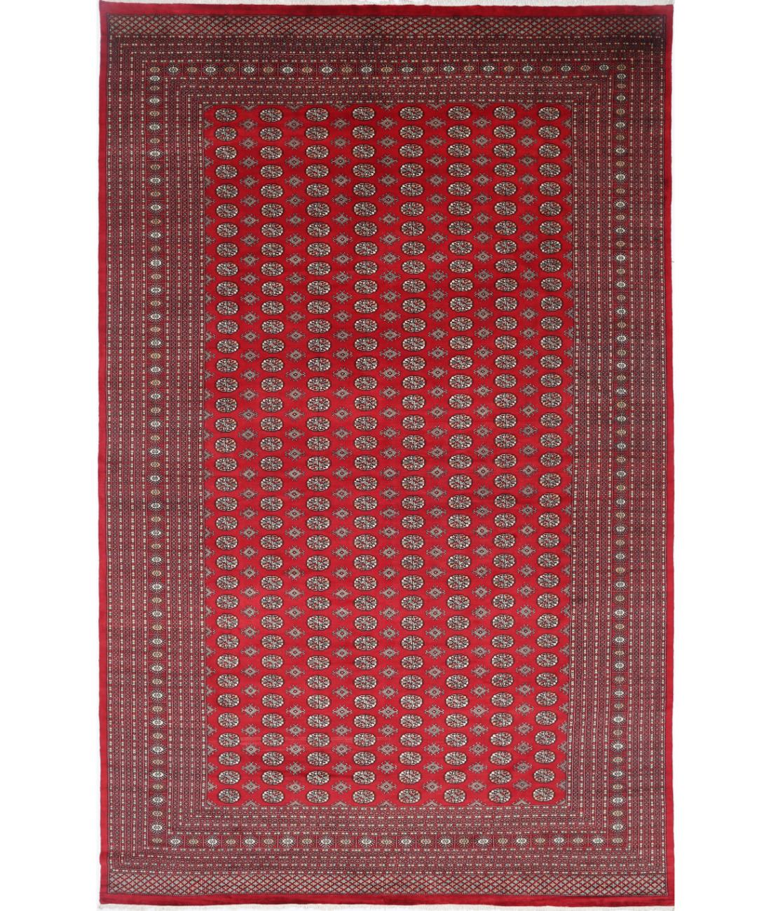 Hand Knotted Tribal Bokhara Wool Rug - 12&#39;1&#39;&#39; x 18&#39;11&#39;&#39; 12&#39; 1&quot; X 18&#39; 11&quot; (368 X 577) / Red / Black