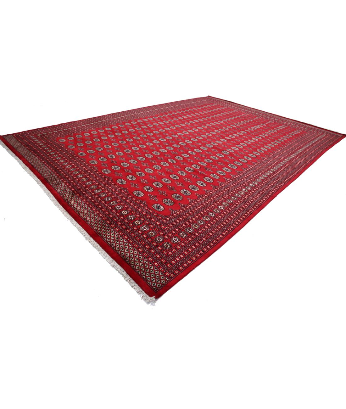 Hand Knotted Tribal Bokhara Wool Rug - 12'3'' x 17'8'' 12' 3" X 17' 8" (373 X 538) / Red / Ivory