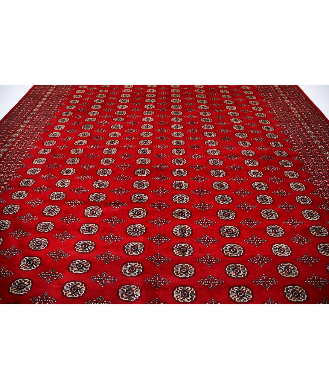 Hand Knotted Tribal Bokhara Wool Rug - 12'3'' x 17'8'' 12' 3" X 17' 8" (373 X 538) / Red / Ivory